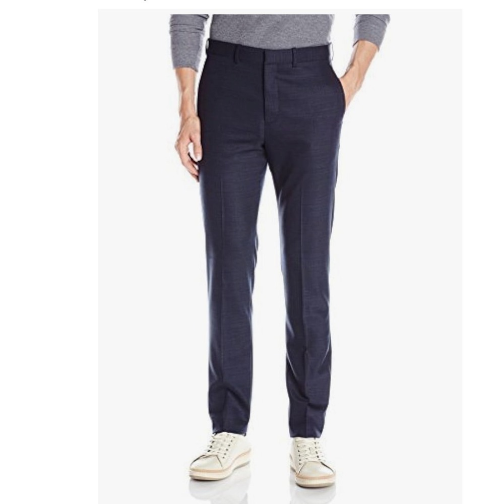 Theory Mens Jake W Meitour Navy Blue Wool Blend Slim Fit Dress Pants Size 32